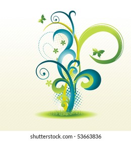 beautiful vector floral design with butterfly
