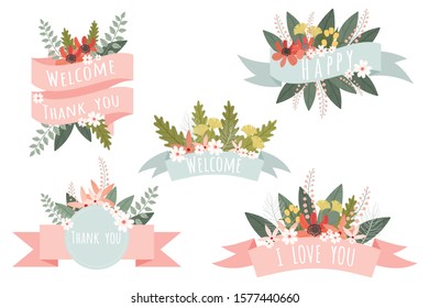 Beautiful Vector floral Element set, Flower art background