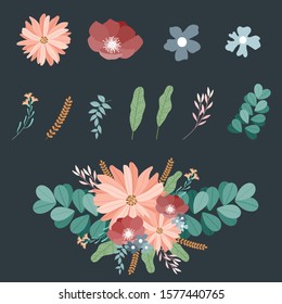 Beautiful Vector floral Element set, Flower art background