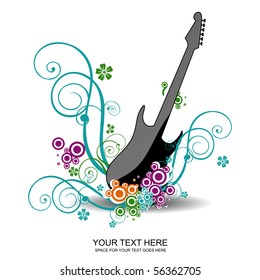 Beautiful vector floral guitar