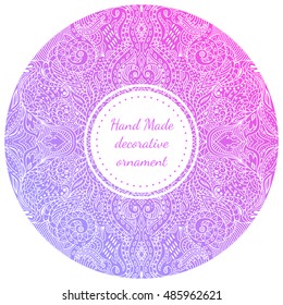 Beautiful vector floral ornament. Round mandala. Decor for your design, ornament  in oriental style. Circle background with many details. Colorful frame. Vintage decorative template. Abstract pattern.