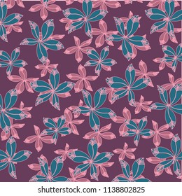 Beautiful vector floral pattern, spring summer background with tropical flowers, palm leaves, jungle leaf, hibiscus, bird of paradise flower. Exotic wallpaper, Hawaiian and Liberty style.