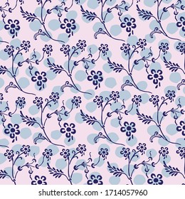 Beautiful vector floral pattern, spring summer background with tropical flowers, palm leaves, jungle leaf, hibiscus, paradise flower. Exotic wallpaper, Hawaiian and Liberty style