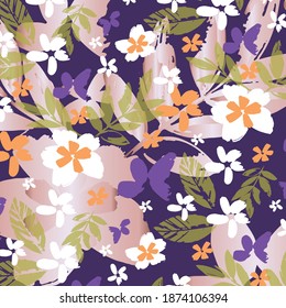 Beautiful vector floral pattern, spring summer background