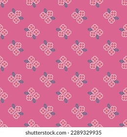 beautiful vector floral pixel look seamless pattern on pink background, great for textile , wallpaper, wrapping, kids clothing print, decoration designs and more.