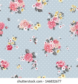 Beautiful Vector floral seamless pattern with blooming flowers. Elegance wallpaper with of pink roses