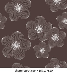 Beautiful vector floral seamless pattern with hand-drawn flowers