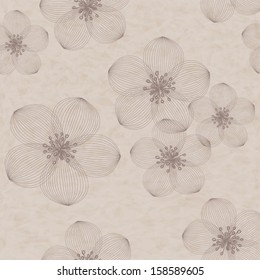 Beautiful vector floral seamless pattern with hand-drawn flowers