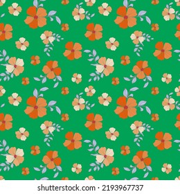 Beautiful vector floral seamless pattern with pink and red abstract flowers. Stock illustration.