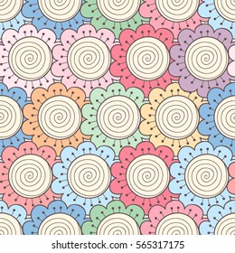 Beautiful vector floral seamless pattern with flowers. Abstract cute floral outline print.