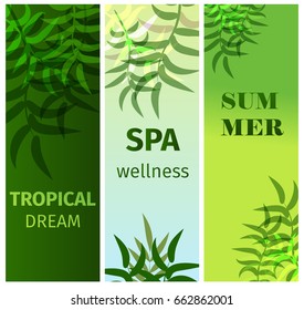Beautiful vector floral summer jungle exotic background with tropical palm leaves. Perfect spring card web page background surface texture tropical leaves pattern textile.