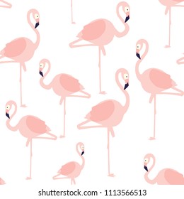 Beautiful vector floral summer pattern background with flamingo. Perfect for wallpapers, web page backgrounds, surface textures, textile.