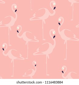Beautiful vector floral summer pattern background with flamingo. Perfect for wallpapers, web page backgrounds, surface textures, textile.
