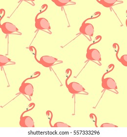 Beautiful vector floral summer pattern background with flamingo. Perfect for wallpapers, web page backgrounds, surface textures, textile.