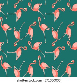 Beautiful vector floral summer pattern background with flamingo. Perfect for wallpapers, web page backgrounds, surface textures, textile.
