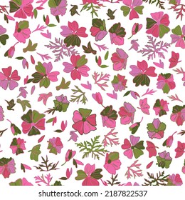 Hermoso patrón vectorial floral de verano sin costura con flores de sebo. Diseño para tela, tela, cubiertas, fabricación, impresión y rayado.