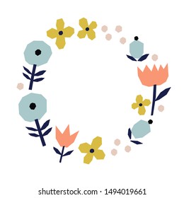 Beautiful vector Floral Wreath. Floral background. Decorative design with vector paper cut flowers and elements.