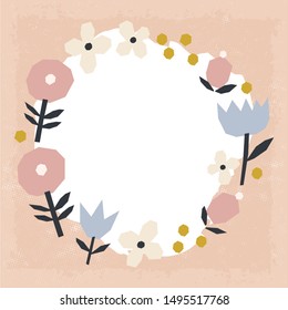 Beautiful vector Floral Wreath. Floral background. Decorative design with vector paper cut flowers and elements.