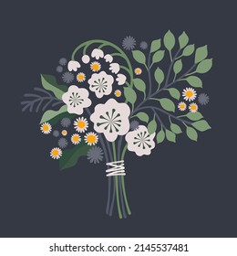 Bonito arreglo de flores vectoriales. Delicado ramo