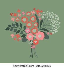 Bonito arreglo de flores vectoriales. Delicado ramo