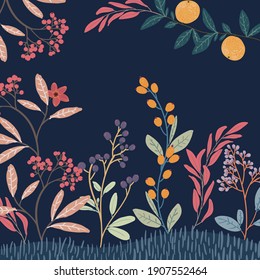 Beautiful vector flowers and leaves