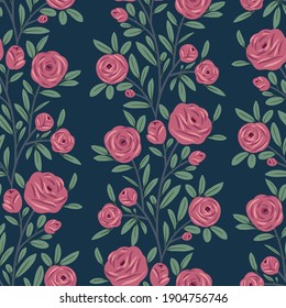 Beautiful vector flowers and leaves seamless pattern