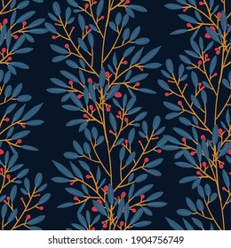 Beautiful vector flowers and leaves seamless pattern