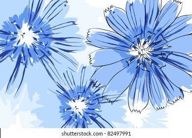 Beautiful vector flowers on white background