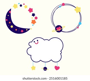Beautiful vector Galaxy wreaths.  illustrations with star and asteroid elements