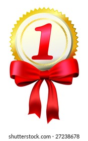Beautiful vector gold award with bow