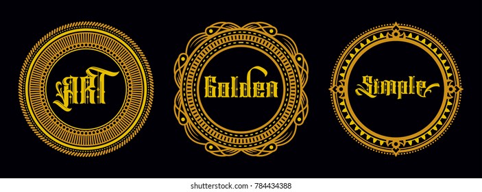 Beautiful Vector Golden Circle Frames Decorative Graphic Element Ornate Vignette Design Template Floral Ornament Luxury Motifs Vintage Badges