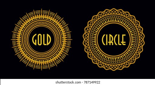 Beautiful Vector Golden Circle Frames Decorative Graphic Element Ornate Vignette Design Template Floral Ornament Luxury Label Motifs Vintage Badges