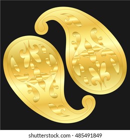 Beautiful  vector graphic elegant gold logo. Golden logo. Infinity symbol.