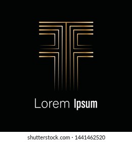 Beautiful vector graphic gold alphabet / letter F / symbol