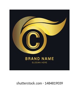 Beautiful vector graphic gold alphabet / letter C / symbol