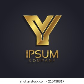 Beautiful vector graphic gold alphabet / letter Y / symbol