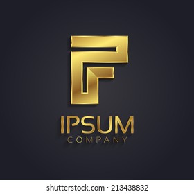 Beautiful vector graphic gold alphabet / letter F / symbol