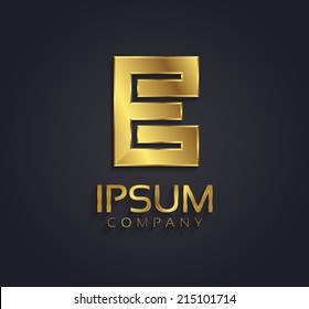 Beautiful vector graphic gold alphabet / letter E / symbol