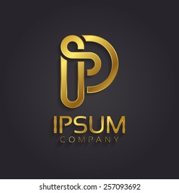 Beautiful vector graphic gold alphabet / letter P / symbol 