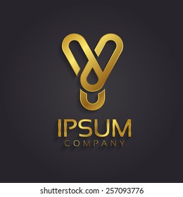 Beautiful vector graphic gold alphabet / letter Y / symbol 