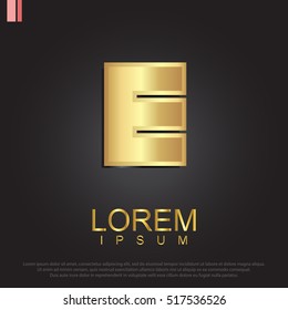 Beautiful vector graphic gold alphabet / letter E / symbol. Vector illustration eps 10.