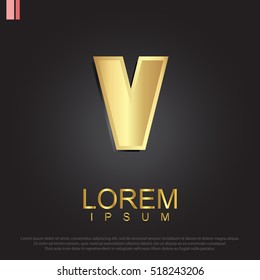 Beautiful vector graphic gold alphabet / letter V / symbol. Vector illustration eps 10.