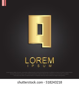 Beautiful vector graphic gold alphabet / letter Q / symbol. Vector illustration eps 10.
