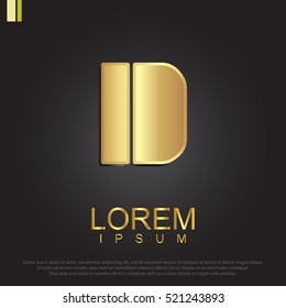 Beautiful vector graphic gold alphabet / letter D / symbol. Vector illustration eps 10.