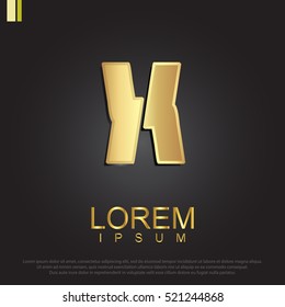 Beautiful vector graphic gold alphabet / letter X / symbol. Vector illustration eps 10.