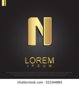 Beautiful vector graphic gold alphabet / letter N / symbol. Vector illustration eps 10.