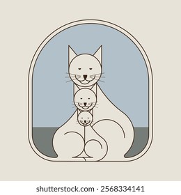 beautiful vector graphic illustration of cat family