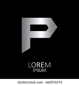 Beautiful Vector Graphic Metal Alphabet / Letter P / Symbol / Logo.