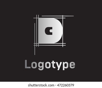 Beautiful vector graphic silver alphabet / letter D / symbol