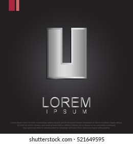 Beautiful vector graphic silver alphabet / letter U / symbol. Vector illustration eps 10.